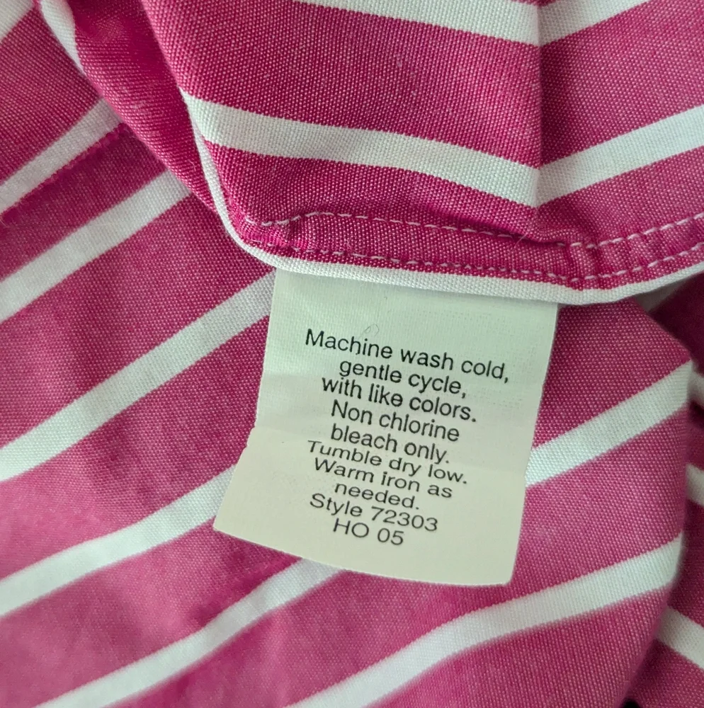 Y2K Vtg J.Crew Men's Large Pink Stripe Cotton Long Sleeve Button Down Shirt 130
